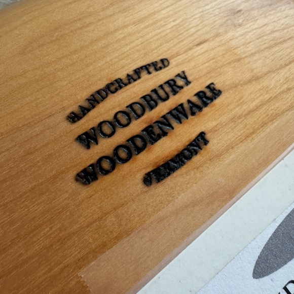 Woodbury Woodenware Rounded Trinket Dish Cheese Tray with Tile insert Vintage - Picture 4 of 5